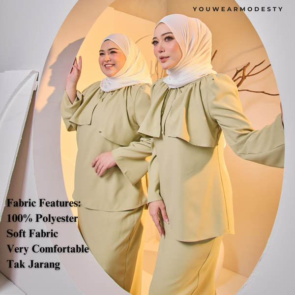 Shadee Tapered Kurung Set - Dusty Olive