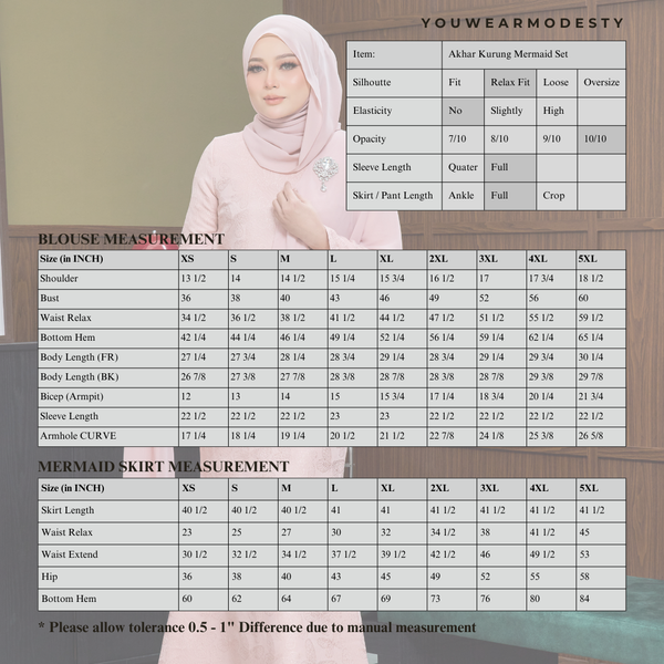 Akhar Mermaid Kurung Set - Rose Pink