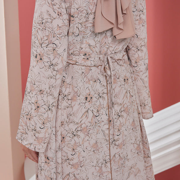 Joyah Tunic Kurung Tapared Set - Brown Blush Floral