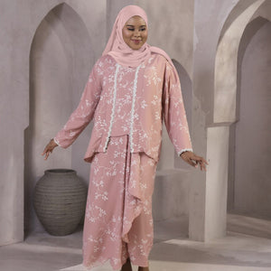 Kalyani Overlap Kurung Set - Blush Pink Flower