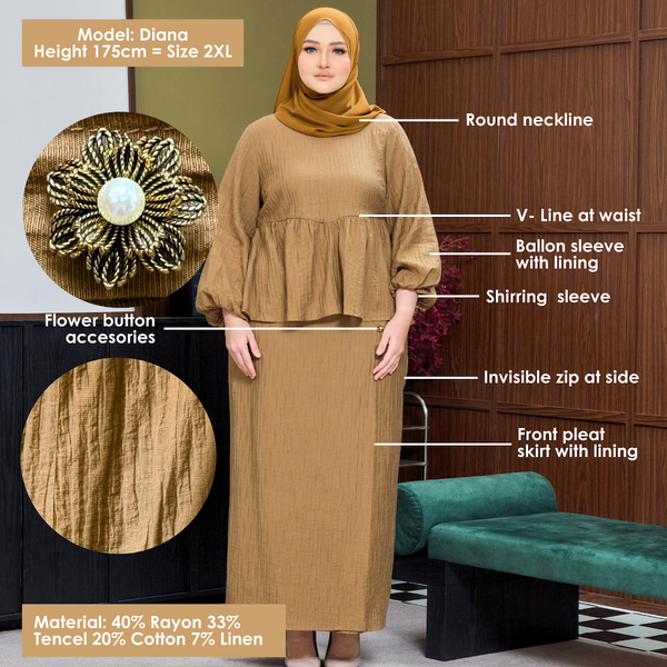 Twisha Kurung Fr Overlap Set - Light Blue