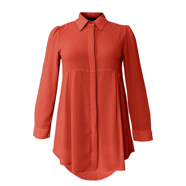 Basic Hi-Low Chiffon Flare Blouse - Spring