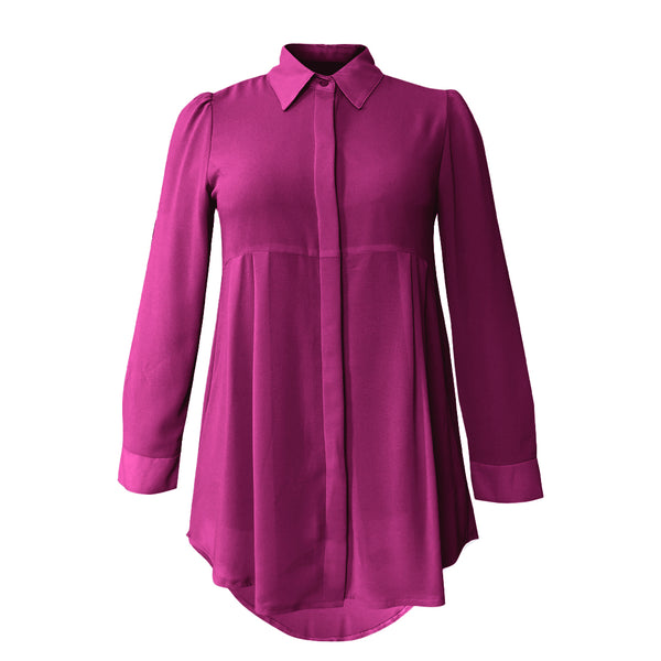 Basic Hi-Low Chiffon Flare Blouse - Spring