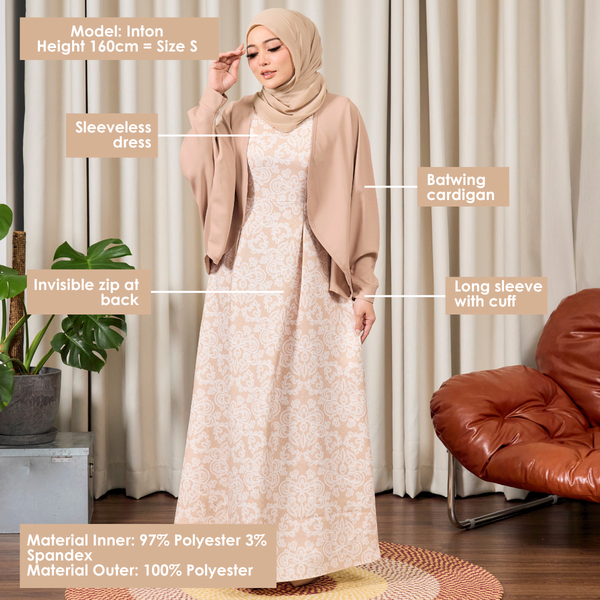 Claire Maxi Dress with Cardigan - Beige