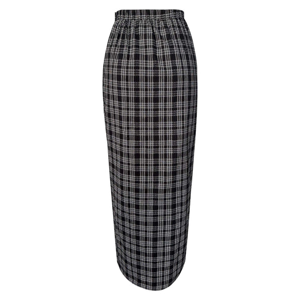 Leanne Pleated Kurung Set  - Grey Black Check