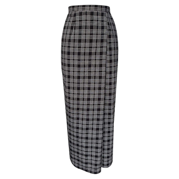 Leanne Pleated Kurung Set  - Grey Black Check