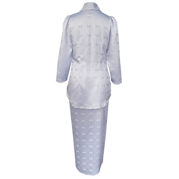 Randa Pleated Kurung Set  - Light Blue Brocade