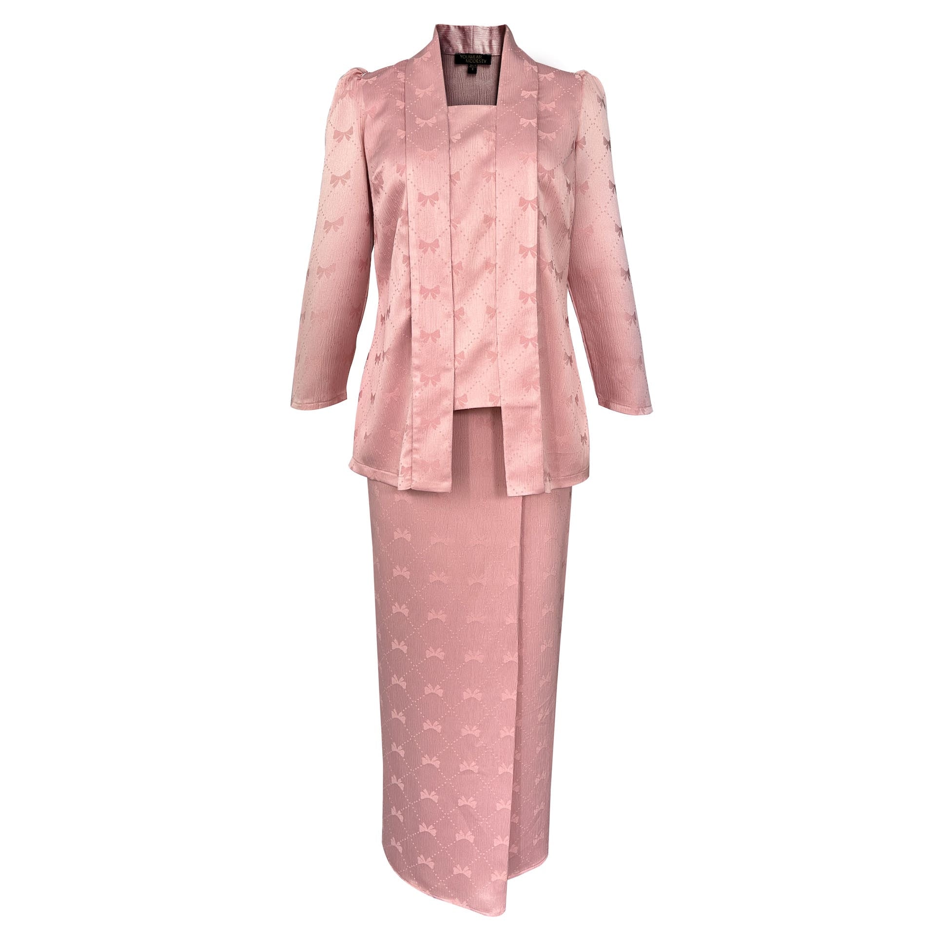 Randa Pleated Kurung Set - Pink Brocade