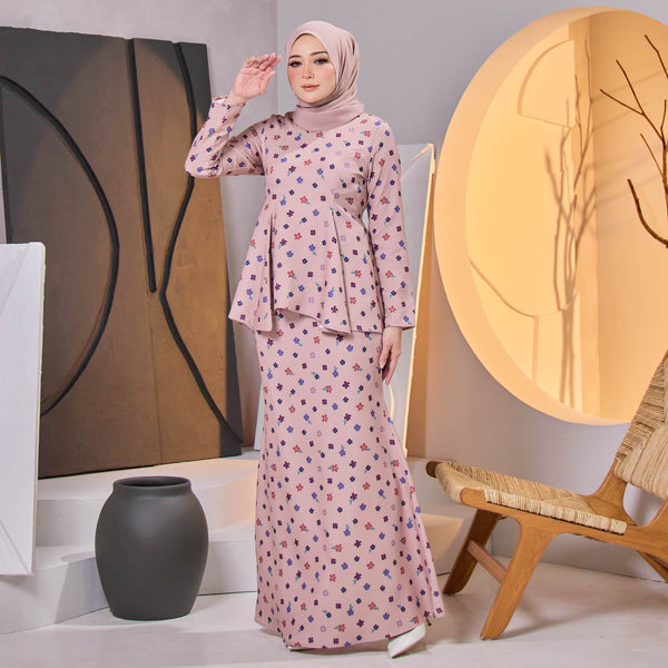 Nermin Mermaid Kurung Set - Brown Blush