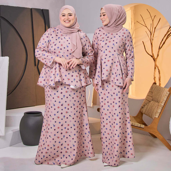 Nermin Mermaid Kurung Set - Brown Blush