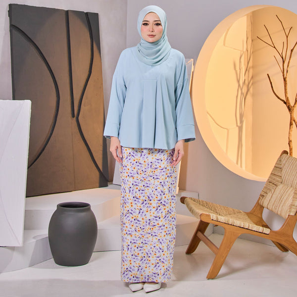 Airiji Tapered Kurung Set - Mint Blue Floral