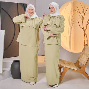 Shadee Tapered Kurung Set - Dusty Olive