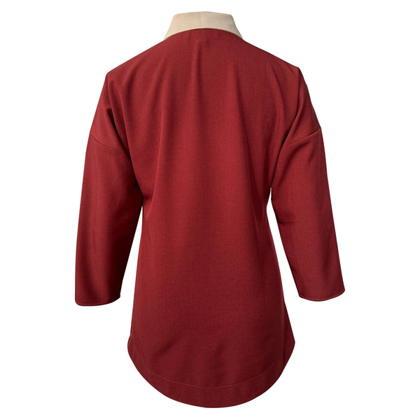 Nelly Contrast Blouse - Maroon/Beige