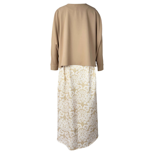 Claire Maxi Dress with Cardigan - Beige