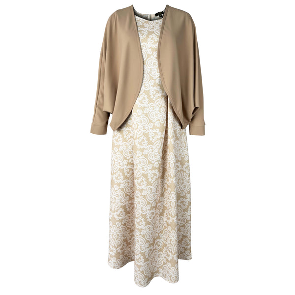Claire Maxi Dress with Cardigan - Beige