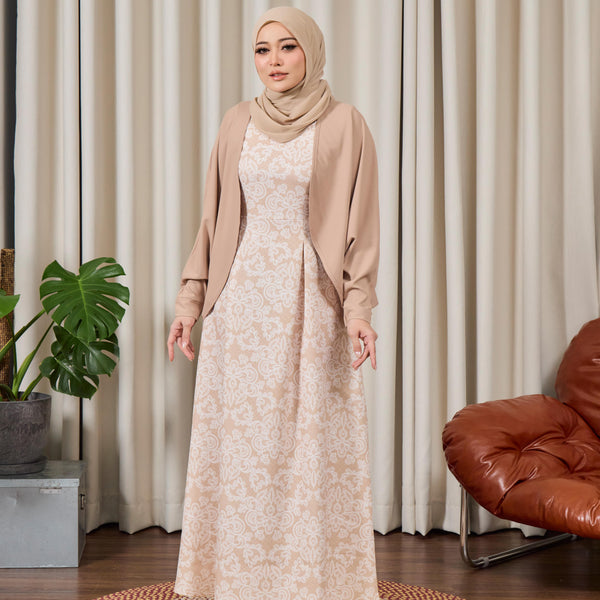 Claire Maxi Dress with Cardigan - Beige