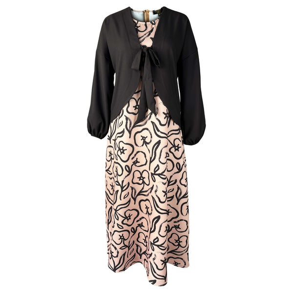 Scarlet Maxi Dress with Cardigan - Beige