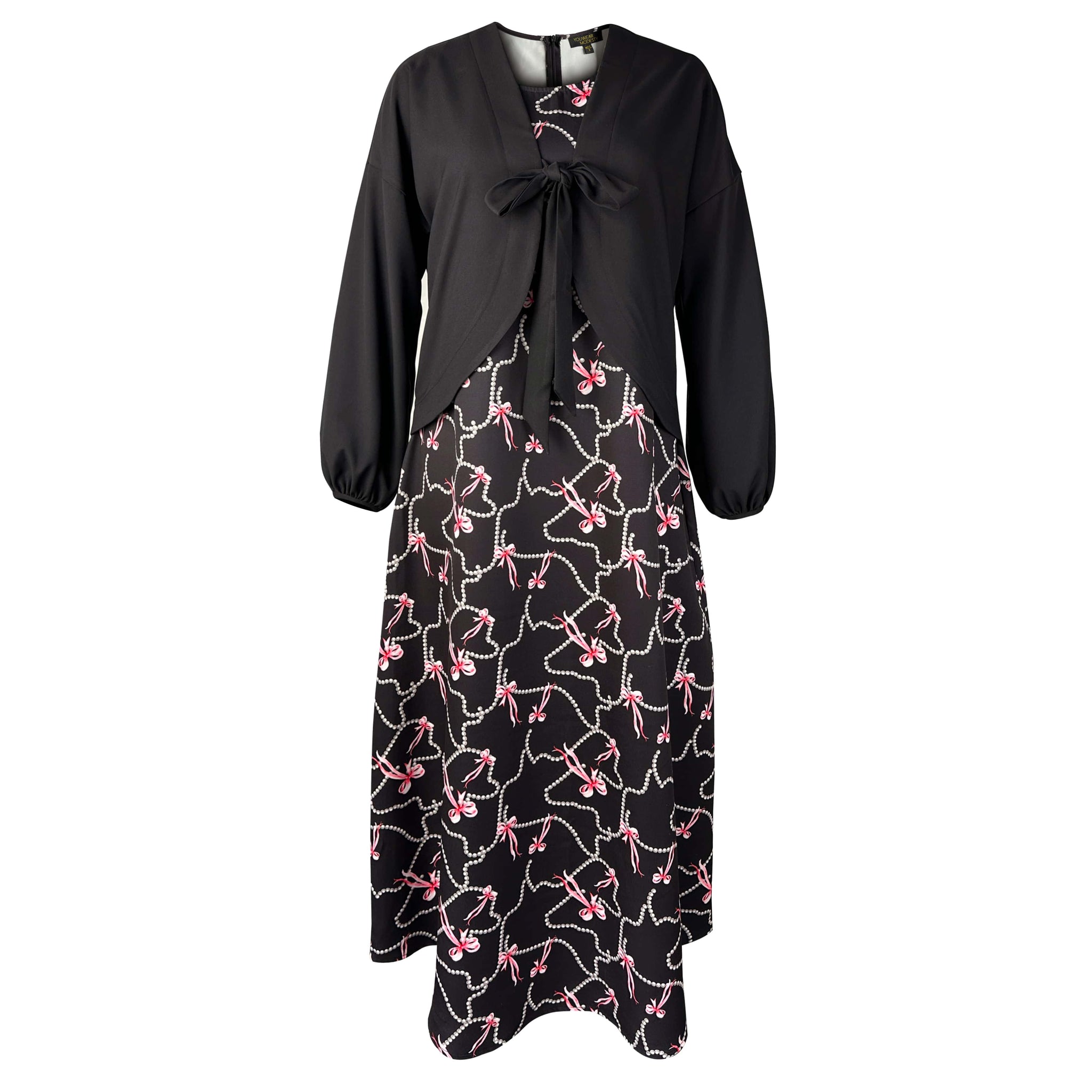 Scarlet Maxi Dress with Cardigan - Black