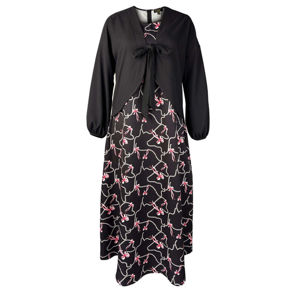 Scarlet Maxi Dress with Cardigan - Black