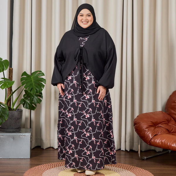 Scarlet Maxi Dress with Cardigan - Black