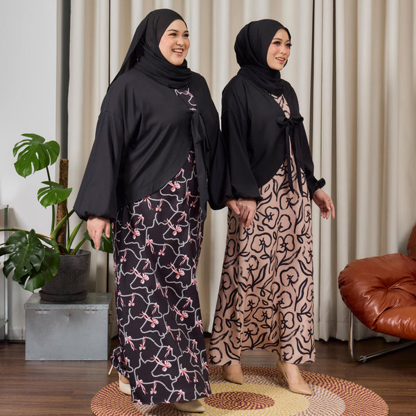 Scarlet Maxi Dress with Cardigan - Black