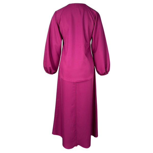 Hazel A-line Cut Kurung Set - Fuchsia