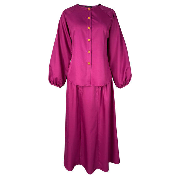Hazel A-line Cut Kurung Set - Fuchsia