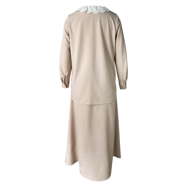Ellie Pretty Blouse & Skirt - Beige