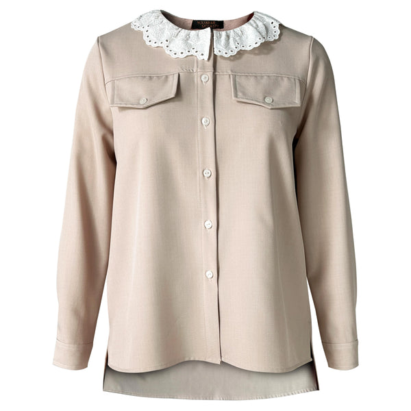 Ellie Pretty Blouse & Skirt - Beige