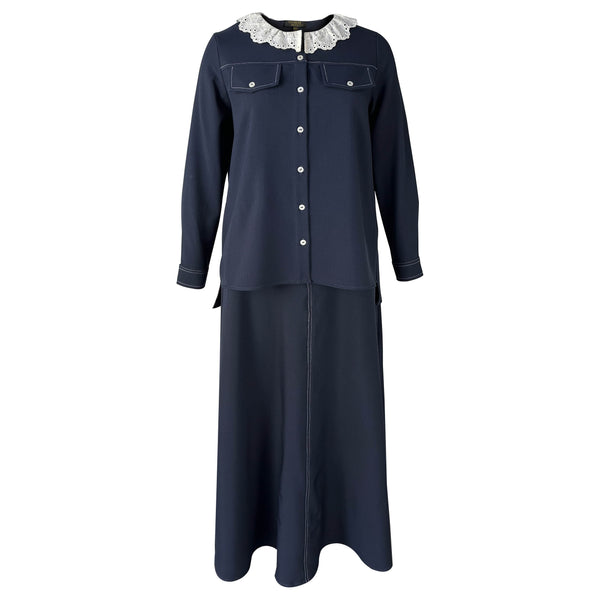 Ellie Pretty Blouse & Skirt - Navy