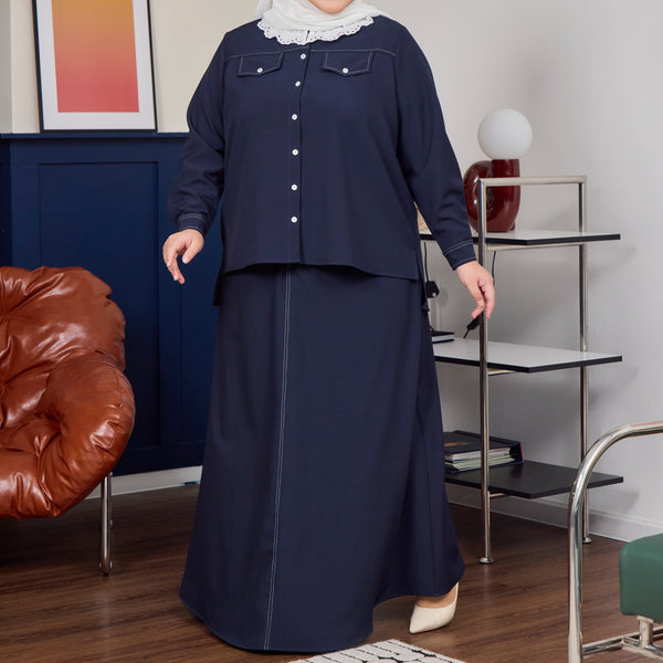 Ellie Pretty Blouse & Skirt - Navy
