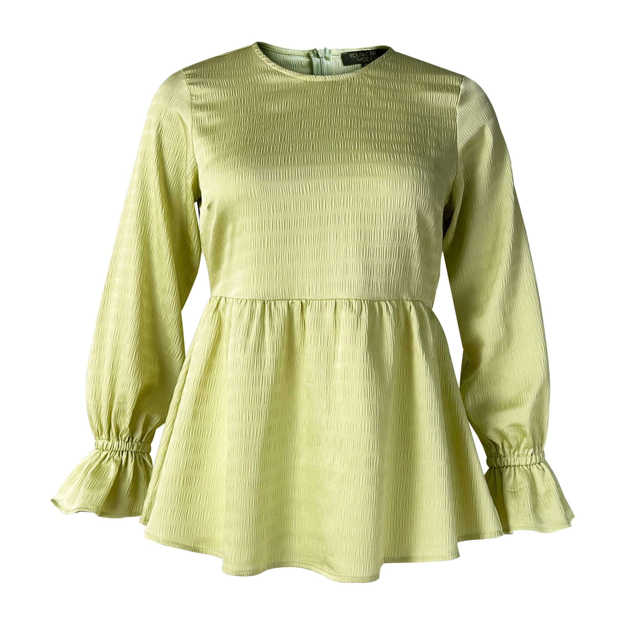 Emery Feminine Blouse & Skirt - Lime/Off White