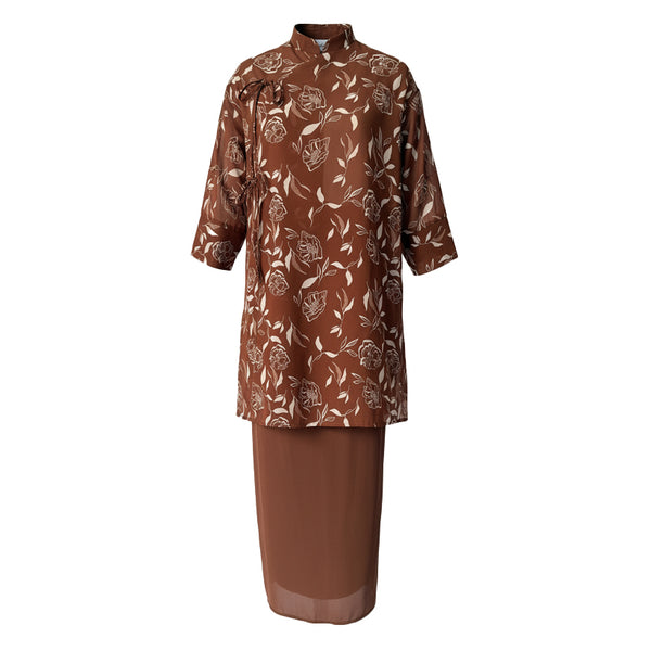 Neela Kurung Tapared Set -Toffee