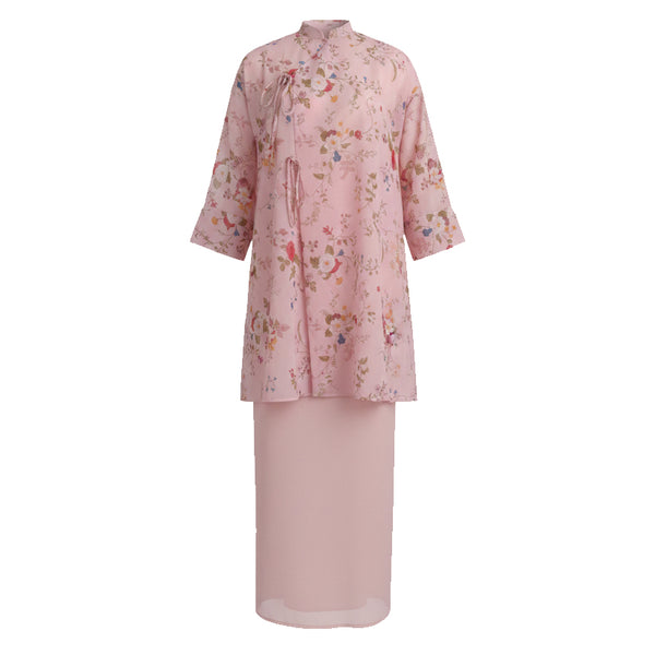 Neela Kurung Tapared Set - Blush Pink