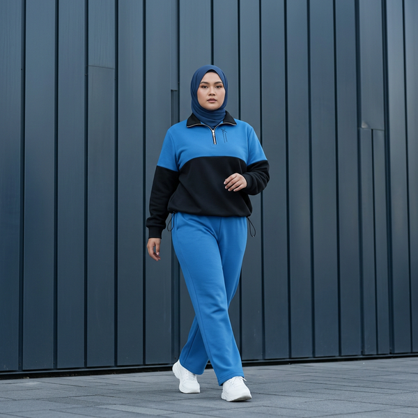 Pola Zip Jacket  & Rona Pants -  Blue Teal (Sold Separately)