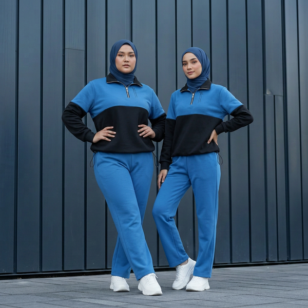Pola Zip Jacket  & Rona Pants -  Blue Teal (Sold Separately)