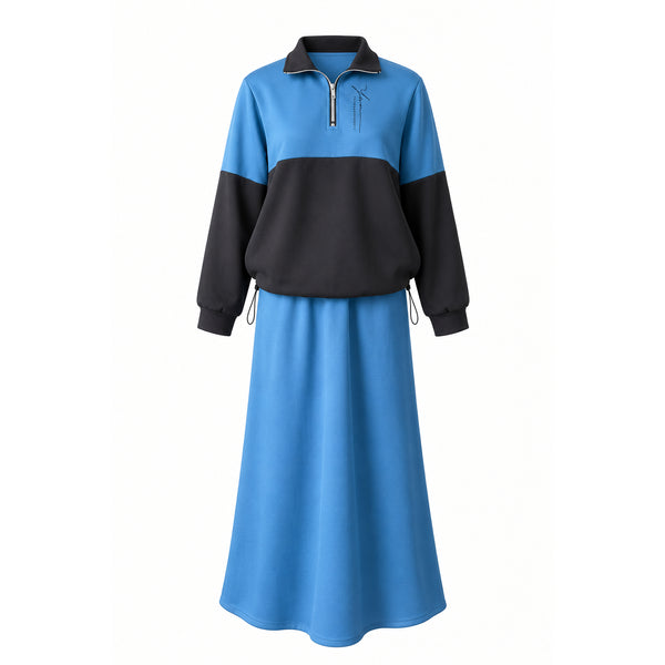 Pola Zip Jacket  & Pola Skirts -  Blue Teal (Sold Separately)