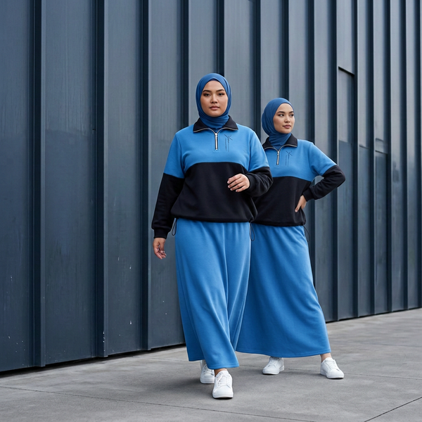 Pola Zip Jacket  & Pola Skirts -  Blue Teal (Sold Separately)