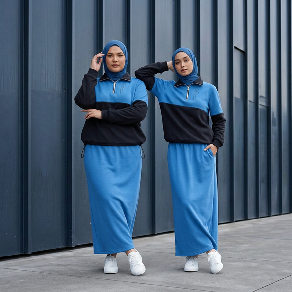Pola Zip Jacket  & Pola Skirts -  Blue Teal (Sold Separately)