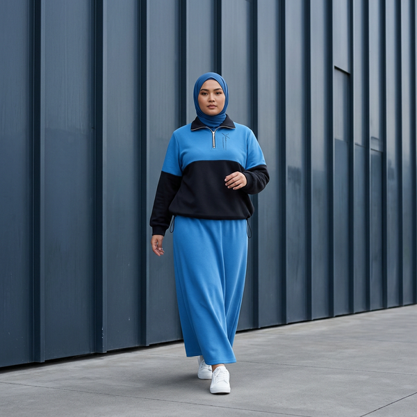 Pola Zip Jacket  & Pola Skirts -  Blue Teal (Sold Separately)