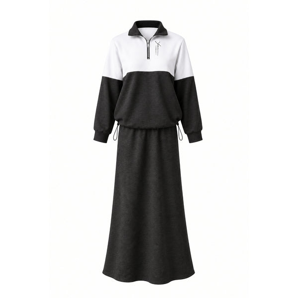 Pola Zip Jacket  & Pola Skirts -  Black (Sold Separately)