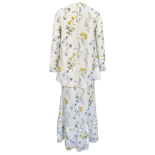 Jawhara 2.0 Flare Chiffon Kurung Set – Yellow Blue Flower