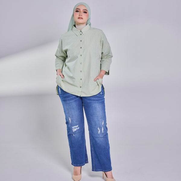 Oversize Blouse - Green Stripe