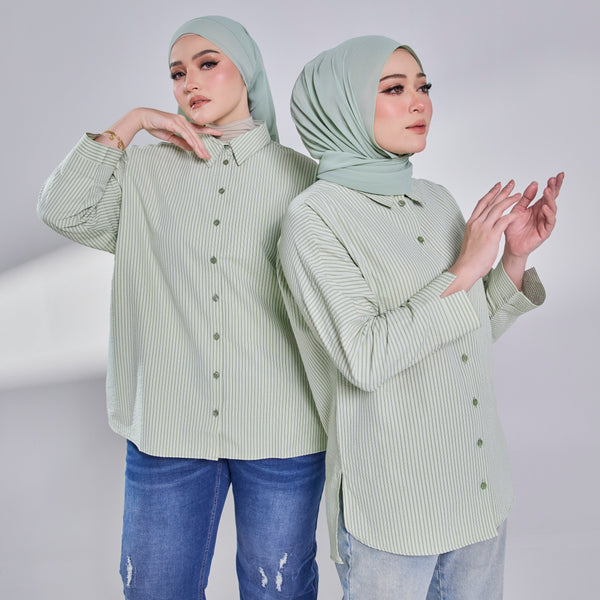 Oversize Blouse - Green Stripe