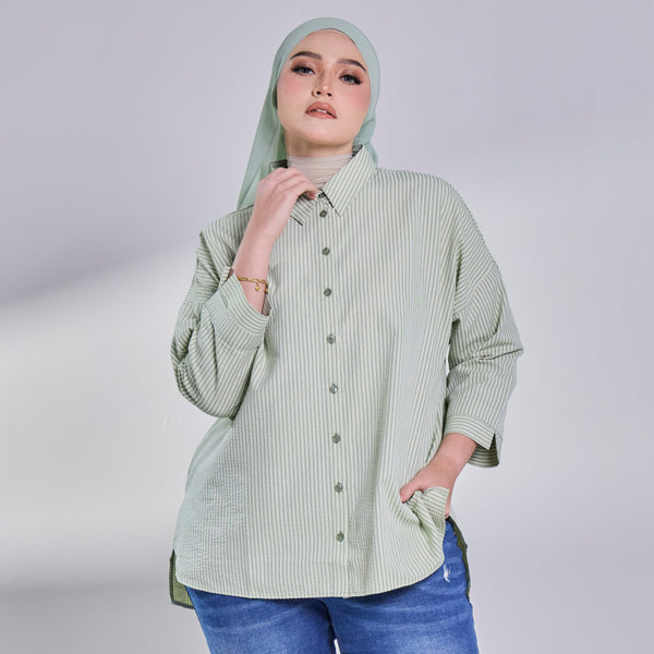 Oversize Blouse - Green Stripe