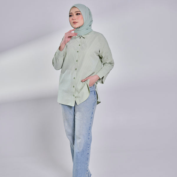 Oversize Blouse - Green Stripe