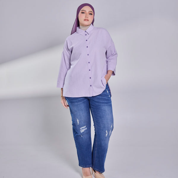 Oversize Blouse - Purple Stripe