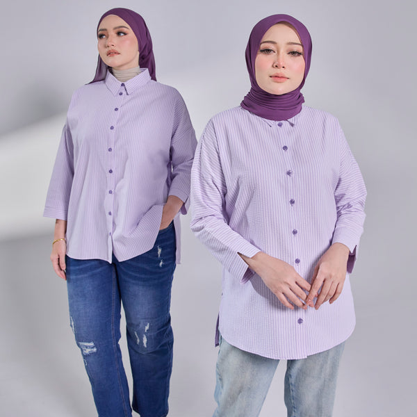 Oversize Blouse - Purple Stripe