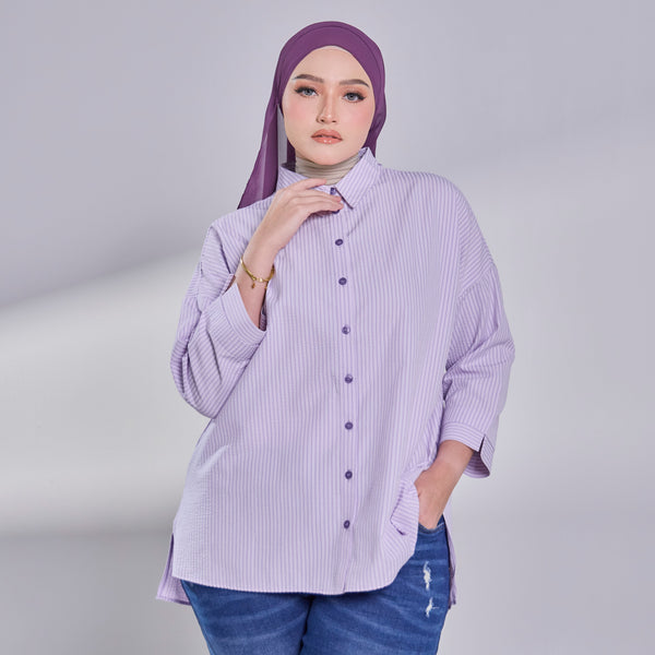 Oversize Blouse - Purple Stripe