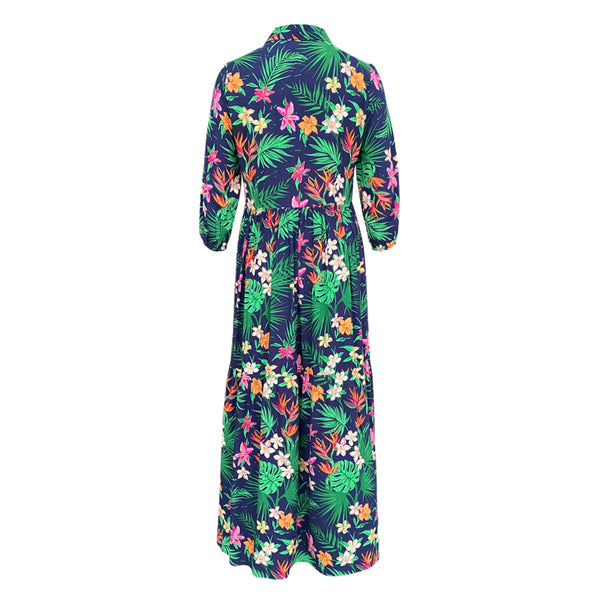 Millie Maxi Dress - Olive Green, Navy, Floral Paradise